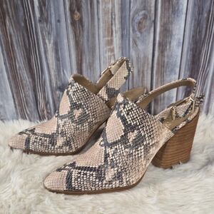 Vince Camuto Leather Snake Print Block Heels Size 6.5